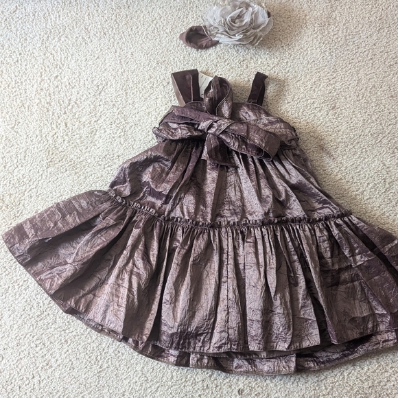 New with Tags Davis Charles Brown Sequin Puffy Formal Tiered Dress with Bow Sz2T - Picture 5 of 8